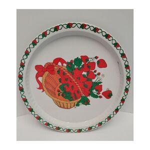 Vintage 1980's Strawberry Basket Metal Serving Tray.